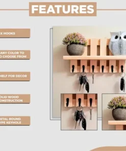 Wooden key holder with shelf