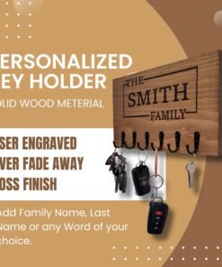 Personalized Wooden Key Holder for Wall, Wood Key Organizer
