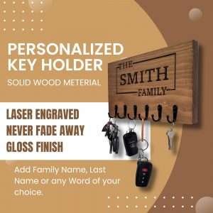 Personalized Wooden Key Holder for Wall, Wood Key Organizer