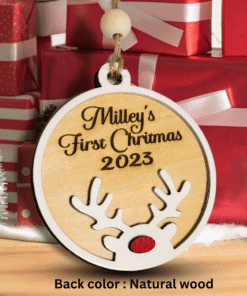 Alternative view of First Christmas Ornament Wooden, Personalized Reindeer Moose Christmas Ornament for Kids, Boys Girls Xmas Ornament, Xmas Decor