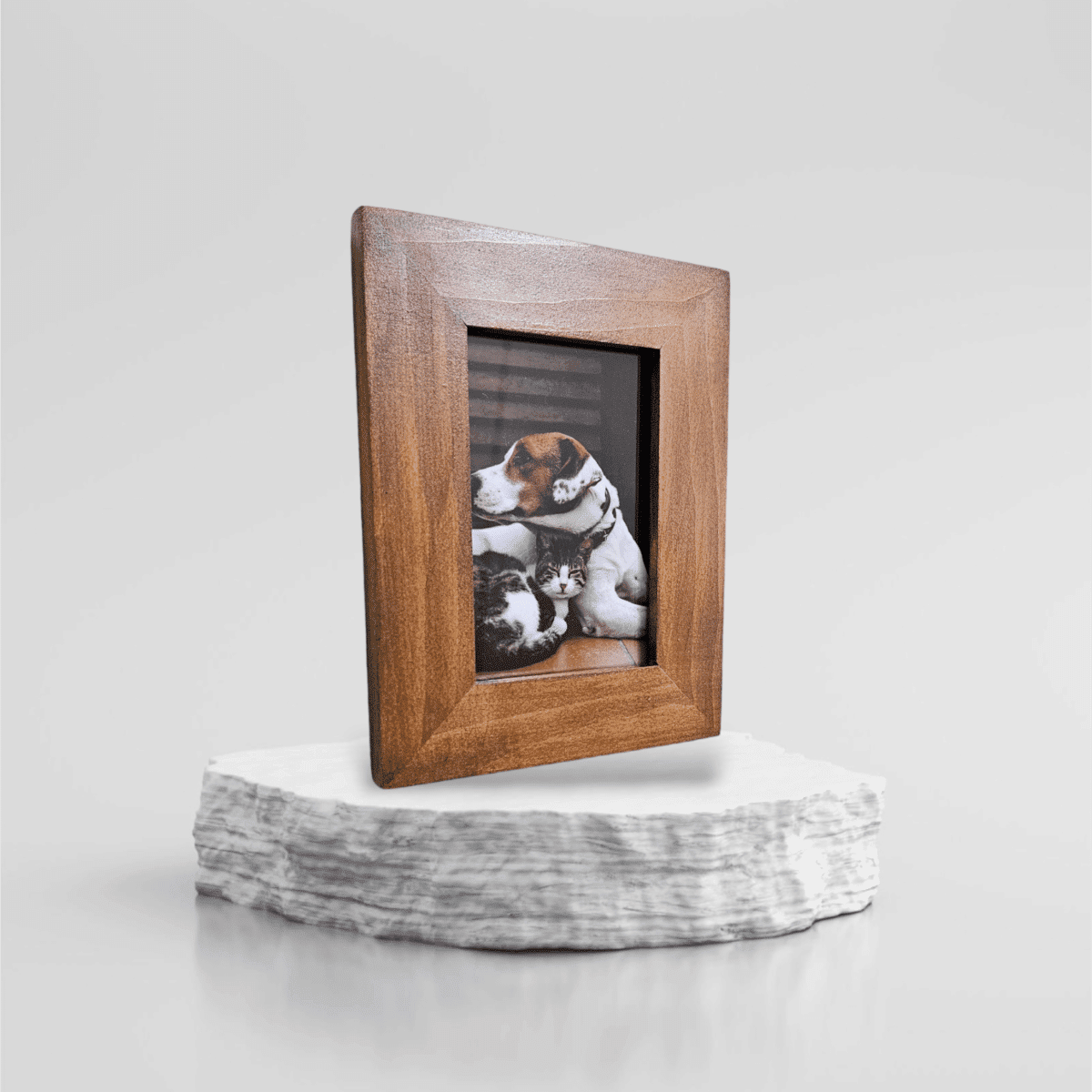 Golden oak stained handmade wooden picture frame