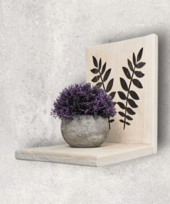 Alternative view of Wooden Plant shelf -laser engraved floating shelves