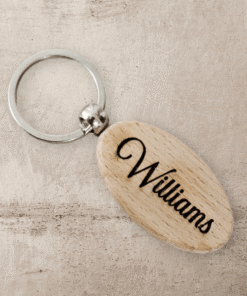 Alternative view of Wooden oval laser engraved key chain