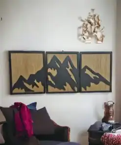 Rustic Mountain Silhouette Wooden Wall Art