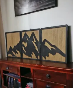 Rustic Mountain Silhouette Wooden Wall Art