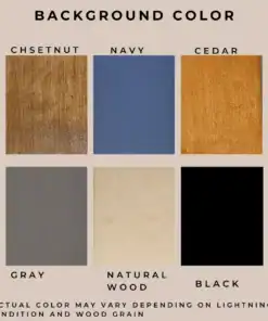 Wood background color options: Chestnut, Navy, Cedar, Gray, Natural Wood, and Black