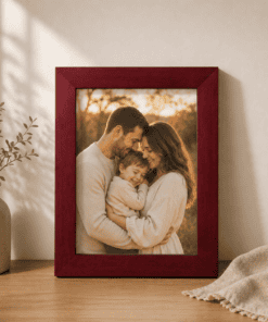 Handmade cherry wood picture frame in solid wood with acrylic front