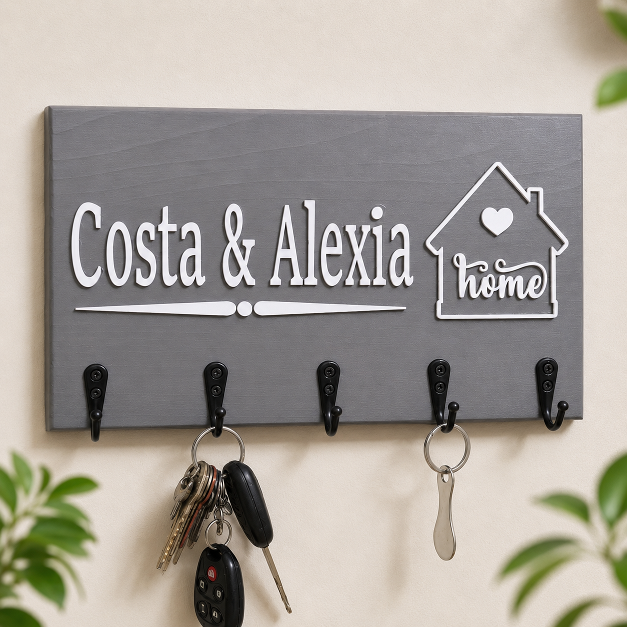 Personalized Wall Key Holder with 3D Laser Cut Name — Solid Wood Key Holder for Wall - Image 6